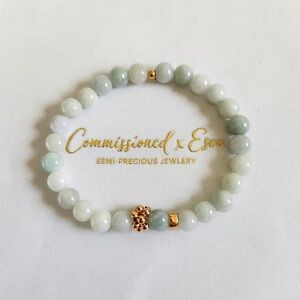 Jadeite & 14k Yellow Gold Bubble Station Bracelet